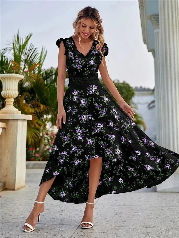 Simple Fashion Style Simple Fashion Style The Way Back Home Floral Ruffle Maxi Dress