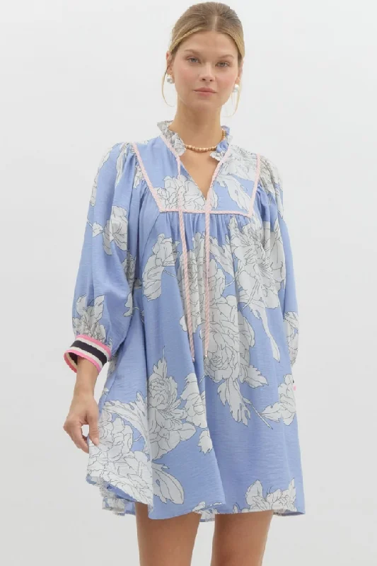 Chic Street Look Trends Chic Street Look Trends Zoe Floral Mini Dress in Blue
