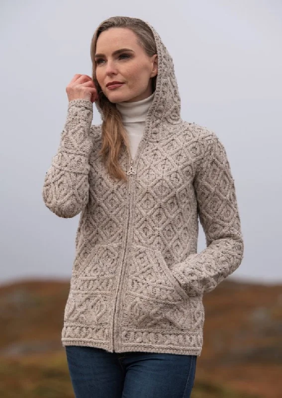 Personalized Design Jacket Personalized Design Jacket Skellig Aran Zip Cardigan With Hood | Oatmeal Personalized Design Jacket Personalized Design Jacket Skellig Aran Zip Cardigan With Hood | Oatmeal