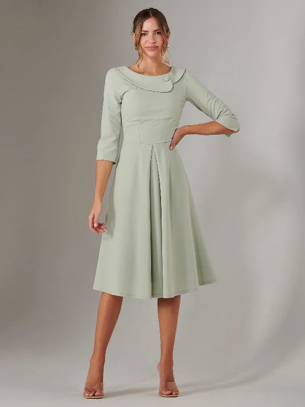 Casual Sports Style Casual Sports Style Sloan 3/4 Sleeve Midi Dress, Sage Green