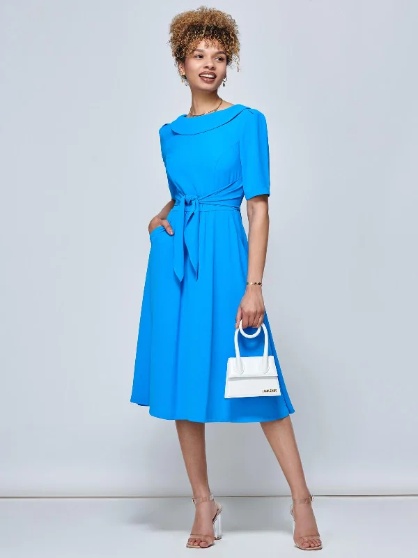 Personalized Printing Design Personalized Printing Design Jolie Moi Gemma Belted Midi Dress, Blue