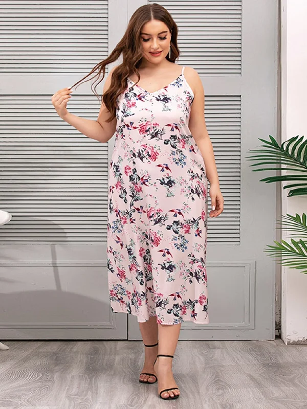 Elegant Slim Style Elegant Slim Style KittenAlarm - Plus Size Oversize Floral Cami Dress Lounge Wear Elegant Slim Style Elegant Slim Style KittenAlarm - Plus Size Oversize Floral Cami Dress Lounge Wear