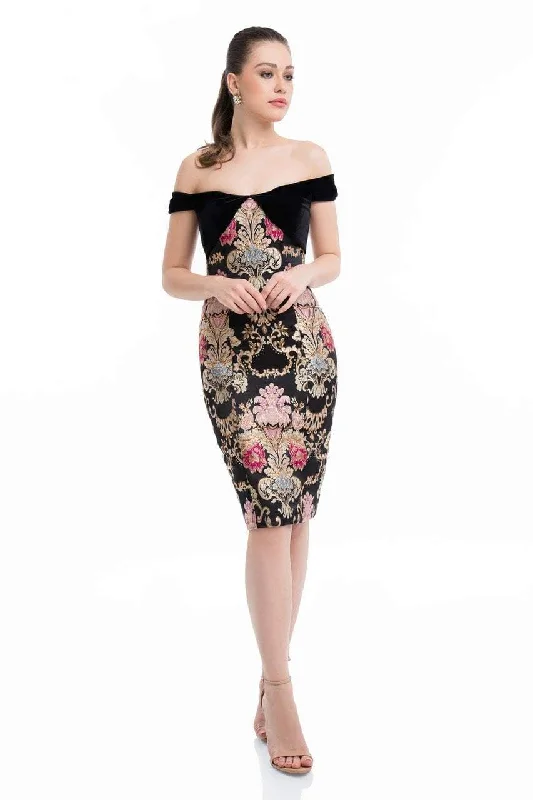 Casual Shopping Casual Shopping Terani Couture - 1821C7021 Off-Shoulder Velvet Knee Length Dress Casual Shopping Casual Shopping Terani Couture - 1821C7021 Off-Shoulder Velvet Knee Length Dress