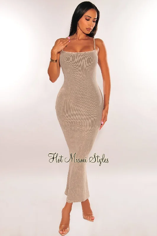 Romantic Skirt Style Romantic Skirt Style Taupe Vintage Wash Ribbed Spaghetti Straps Scoop Back Vent Maxi Dress Romantic Skirt Style Romantic Skirt Style Taupe Vintage Wash Ribbed Spaghetti Straps Scoop Back Vent Maxi Dress