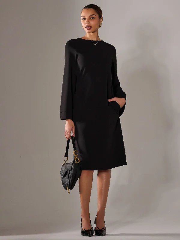Personalized Graphic Design Personalized Graphic Design Midi A Line Dress, Black