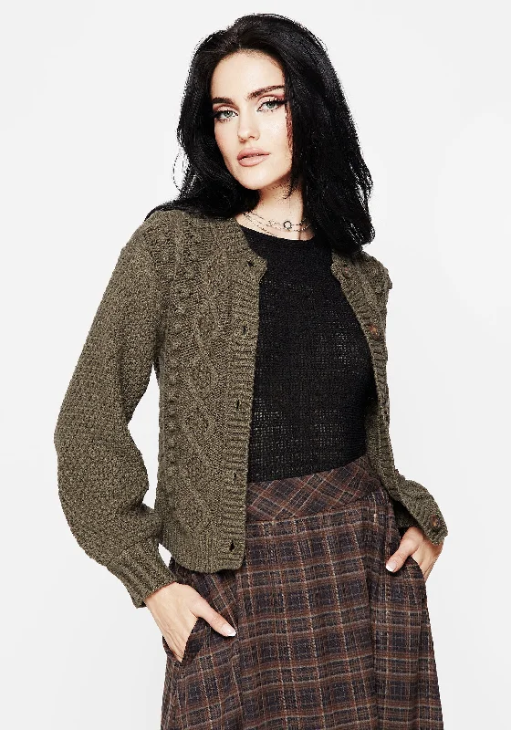 Distinctive Personality Distinctive Personality Nerthus Pom Pom Cable Knit Cardigan