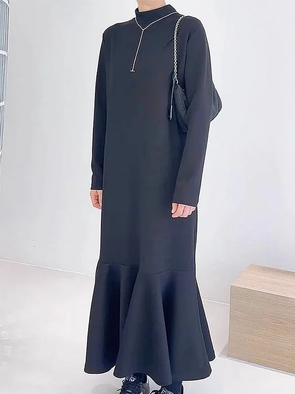 Simple Design Skirt Simple Design Skirt VibeMartini-Casual Long-sleeved Sweatshirt Fishtail Long Dress
