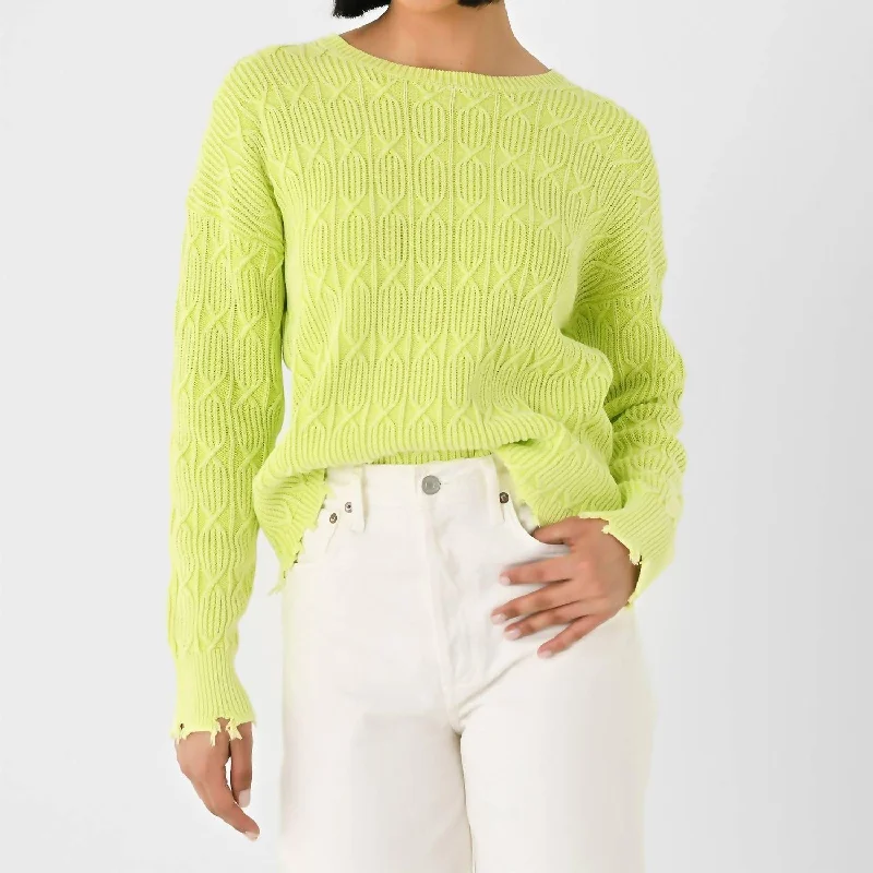 Rock Short Design Rock Short Design Acid Wash Crew Sweater In Citrus