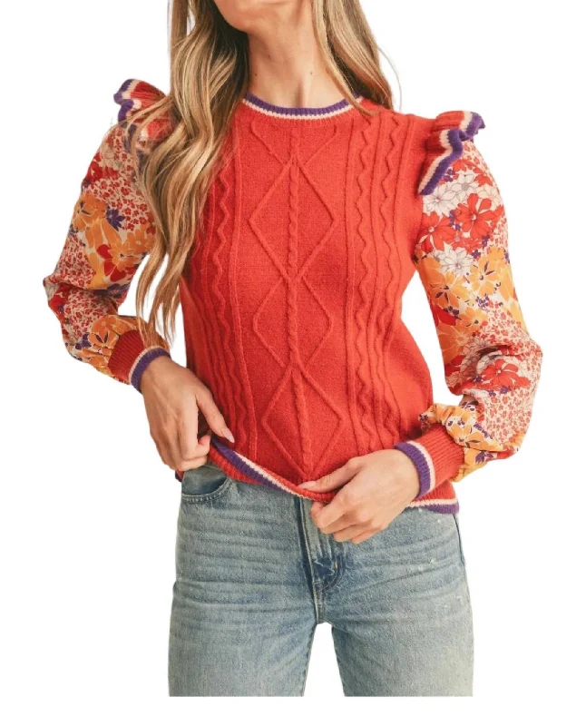 Simple Design Skirt Simple Design Skirt Cece Cable Knit Sweater Top In Red
