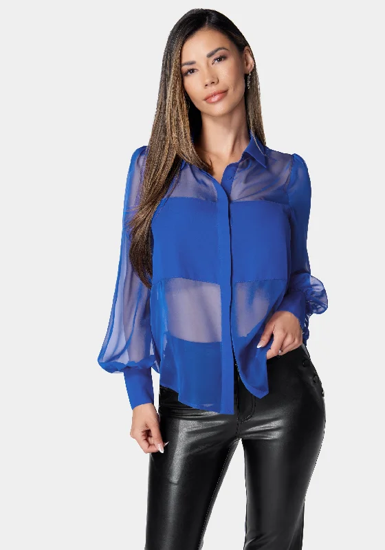 Personalized Denim Style Personalized Denim Style Chiffon Blouse With Crepe Combo