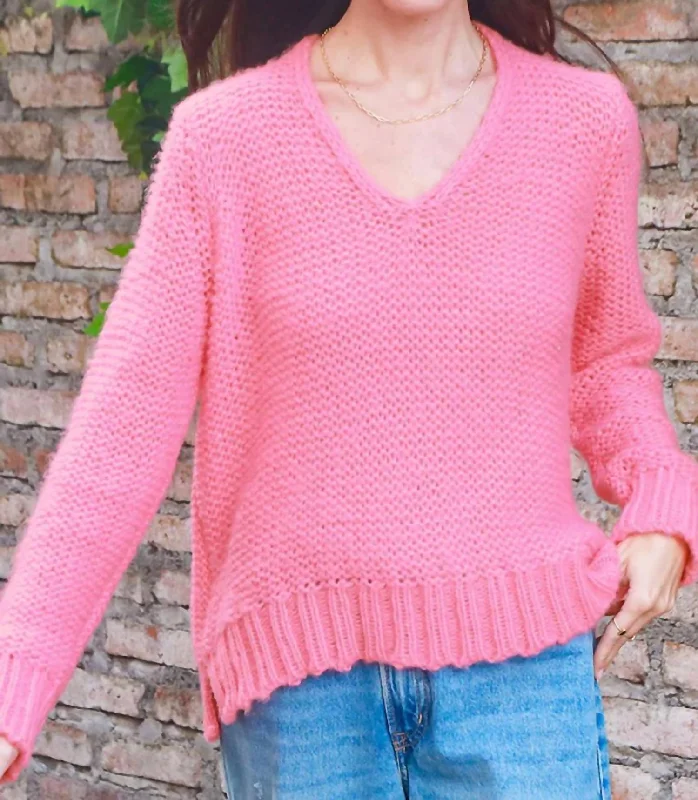 Personalized Layout Personalized Layout Christy Reverse V Sweater In Pink