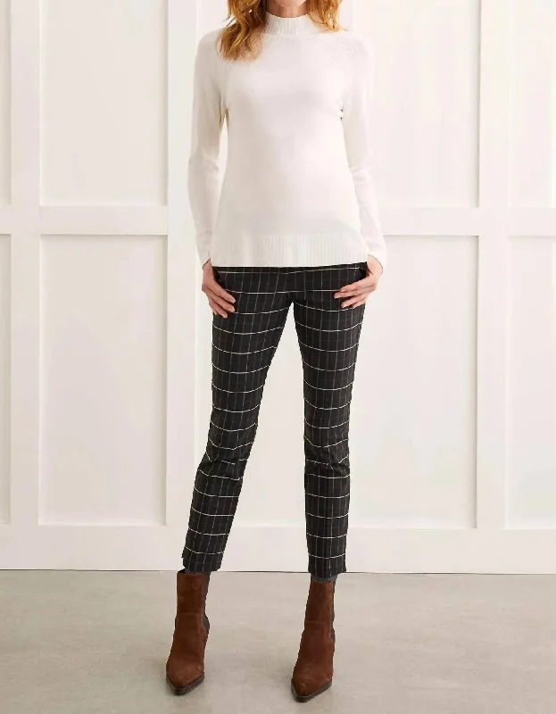 Casual Comfort Casual Comfort Combo Rib Funnel Neck Sweater In Cream
