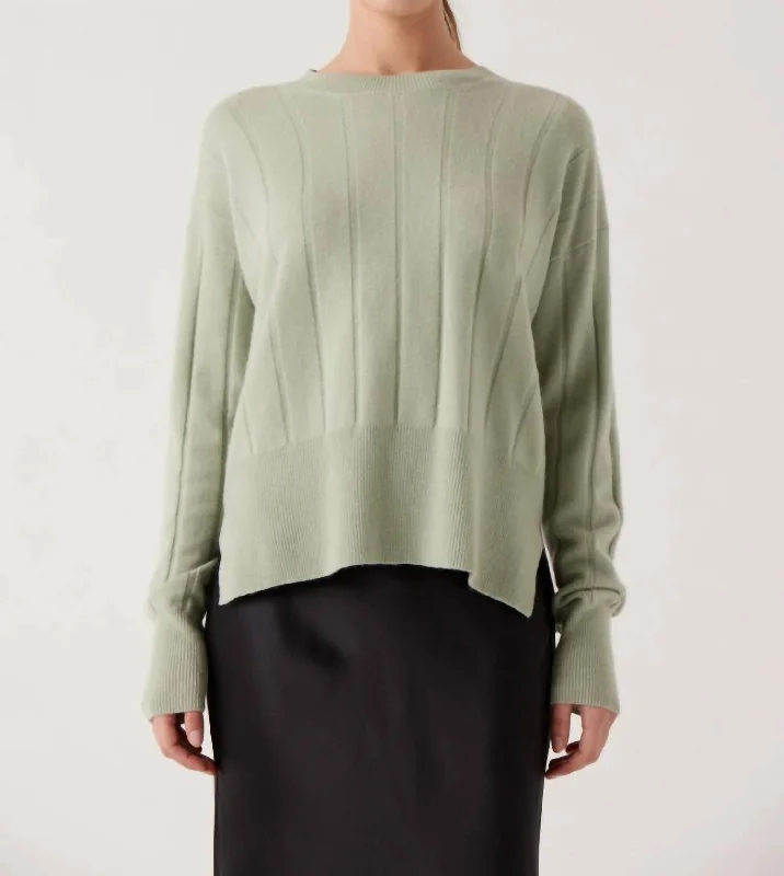 Simple Design Skirt Simple Design Skirt Crewneck Ribbed Sweater In Sage