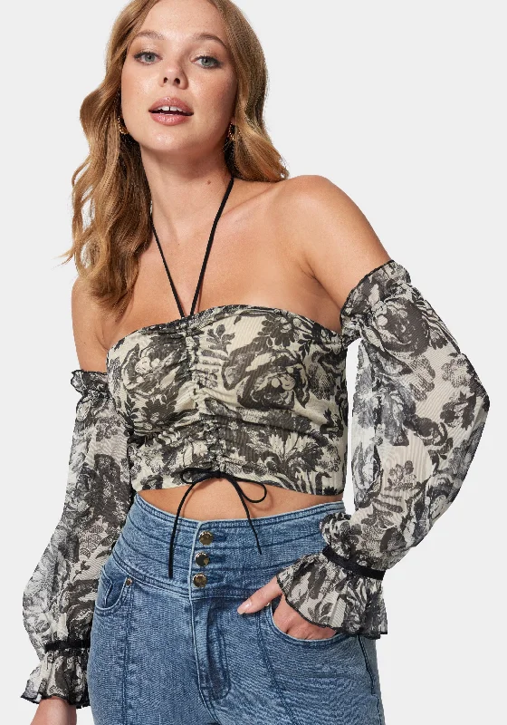 Personalized Denim Style Personalized Denim Style Cropped Puff Sleeve Cinched Blouse Personalized Denim Style Personalized Denim Style Cropped Puff Sleeve Cinched Blouse