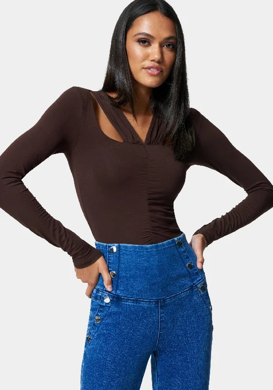Romantic Pastoral Style Romantic Pastoral Style Cut Out Ruched Top