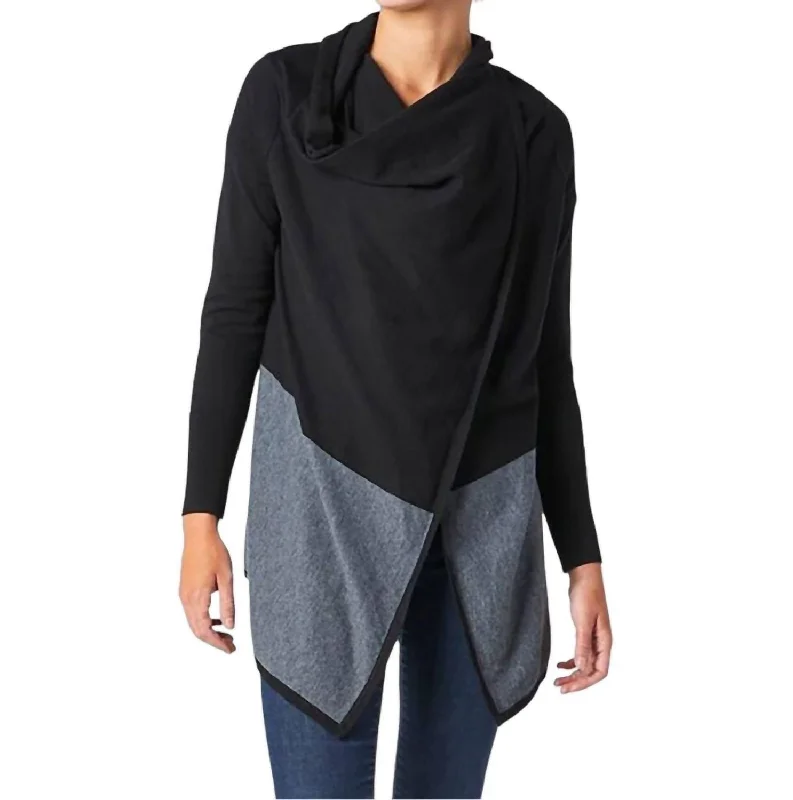 Personalized Three-Dimensional Design Personalized Three-Dimensional Design Edgewood Wrap Sweater In Black Personalized Three-Dimensional Design Personalized Three-Dimensional Design Edgewood Wrap Sweater In Black