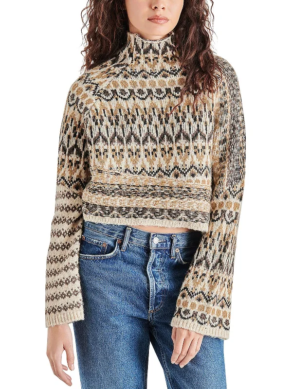 Personalized Contrast Design Personalized Contrast Design Indie Womens Wool Blend Fair Isle Mock Turtleneck Sweater Personalized Contrast Design Personalized Contrast Design Indie Womens Wool Blend Fair Isle Mock Turtleneck Sweater