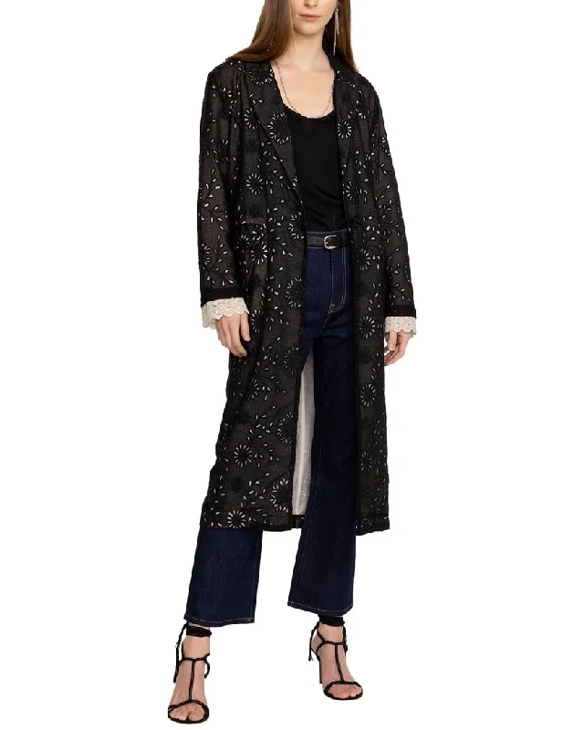 Romantic Exquisite Style Romantic Exquisite Style Johnny Was Skygazer Silk-Blend Coat Romantic Exquisite Style Romantic Exquisite Style Johnny Was Skygazer Silk-Blend Coat