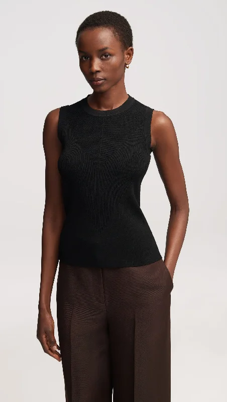 Unique Personality Unique Personality Knit Tank in Stretch Rayon | Black