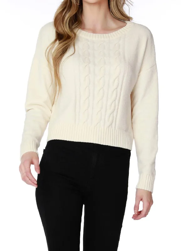 Personalized Embroidery Style Personalized Embroidery Style Large Cable Knit Chenille Sweater In Cream Personalized Embroidery Style Personalized Embroidery Style Large Cable Knit Chenille Sweater In Cream