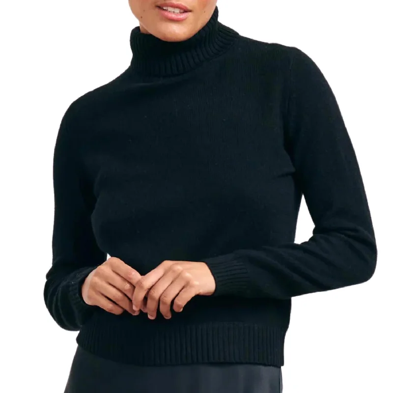 Distinctive Personality Distinctive Personality Lightweight Cashmere Roll Collar Sweater In Black