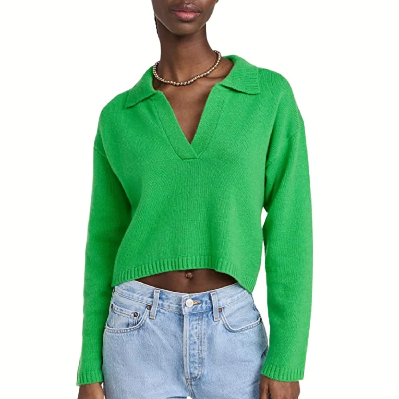 Simple Casual Wear Simple Casual Wear Lightweight Crop Collar In Bright Green