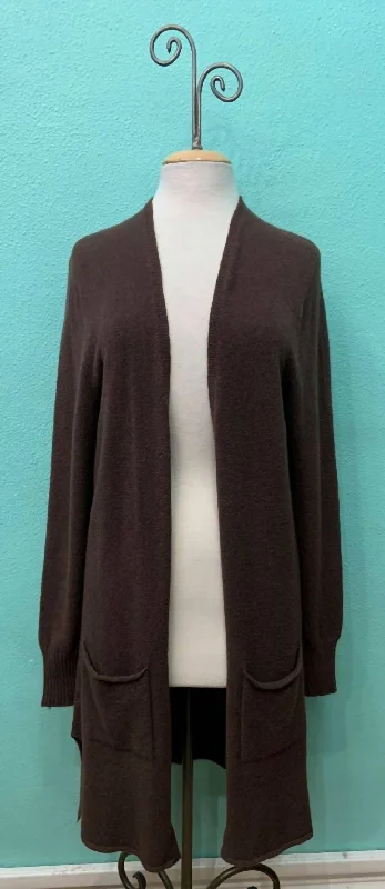 Elegant And Sweet Style Elegant And Sweet Style Long Knit Cardigan In Chocolate