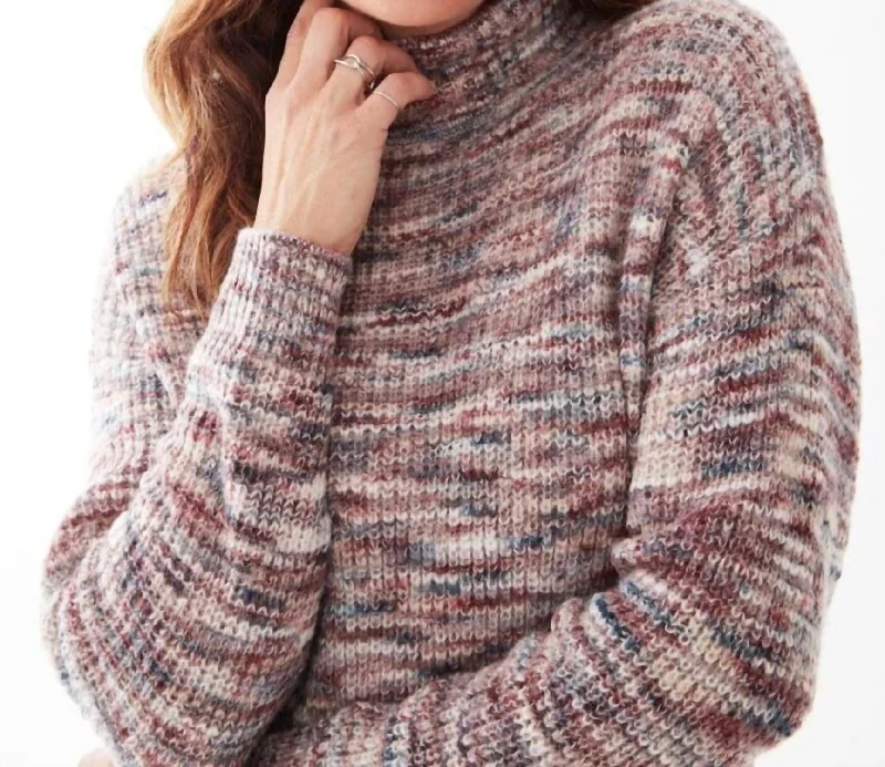 Elegant And Luxurious Feeling Elegant And Luxurious Feeling Mock Neck Space Dye Sweater In Cabernet Elegant And Luxurious Feeling Elegant And Luxurious Feeling Mock Neck Space Dye Sweater In Cabernet