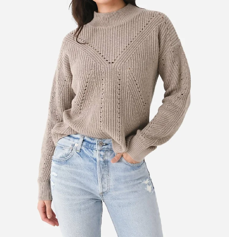 Effortless Vintage Look Effortless Vintage Look Mock Neck Sweater In Mushroom