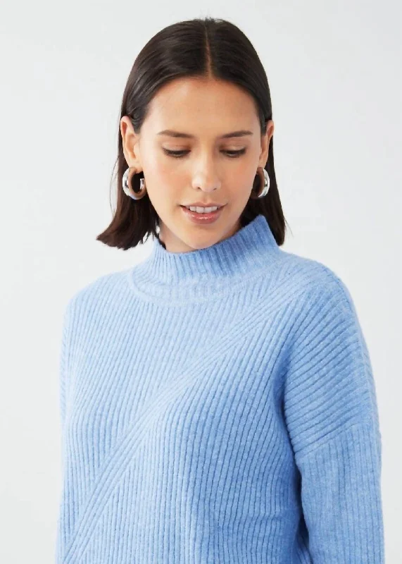 Elegant And Intellectual Style Elegant And Intellectual Style Mockneck Tunic Sweater In Cornflower Elegant And Intellectual Style Elegant And Intellectual Style Mockneck Tunic Sweater In Cornflower