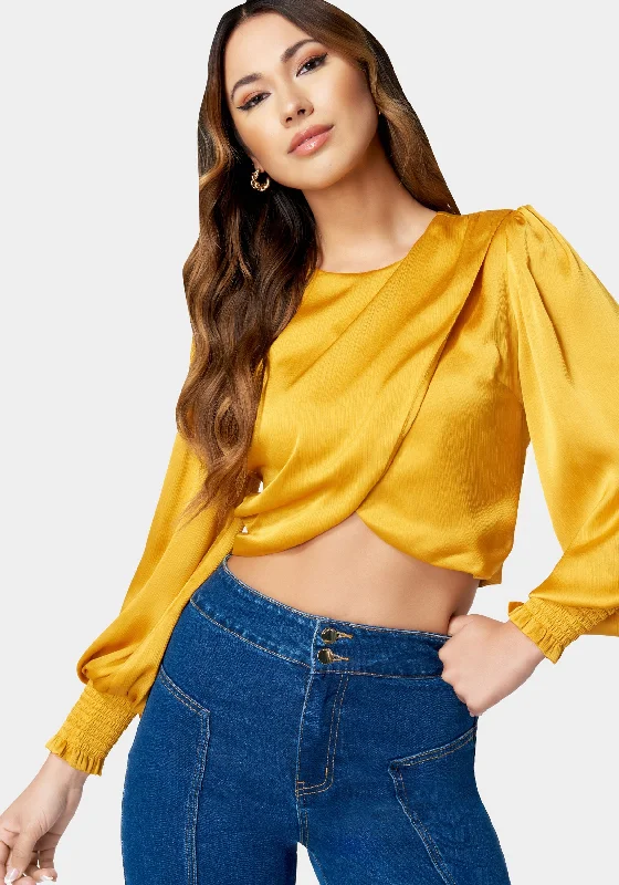 Elegant And Unique Design Elegant And Unique Design Round Neck Surplice Front Blouse Elegant And Unique Design Elegant And Unique Design Round Neck Surplice Front Blouse