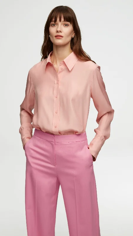 Casual Fashion Casual Fashion Slim Blouse in Matte-side Silk Charmeuse | Pale Pink Casual Fashion Casual Fashion Slim Blouse in Matte-side Silk Charmeuse | Pale Pink