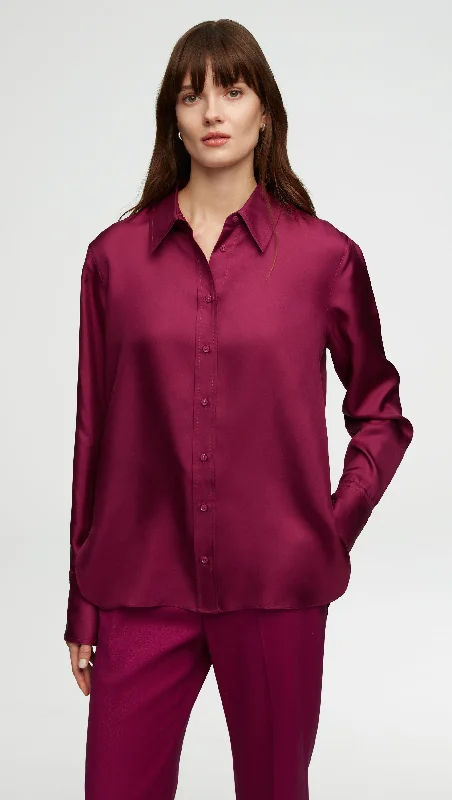 Elegant Slim Skirt Elegant Slim Skirt Slim Blouse in Silk Twill | Magenta