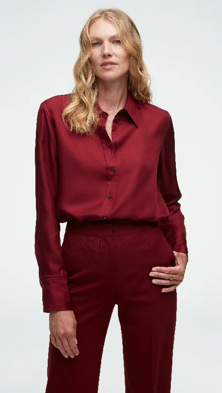 Rock Short Design Rock Short Design Slim Blouse in Silk Twill | Merlot