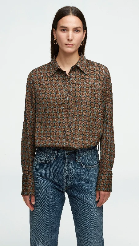 Cozy Wear Cozy Wear Slim Blouse in Viscose Twill | Medallion Print
