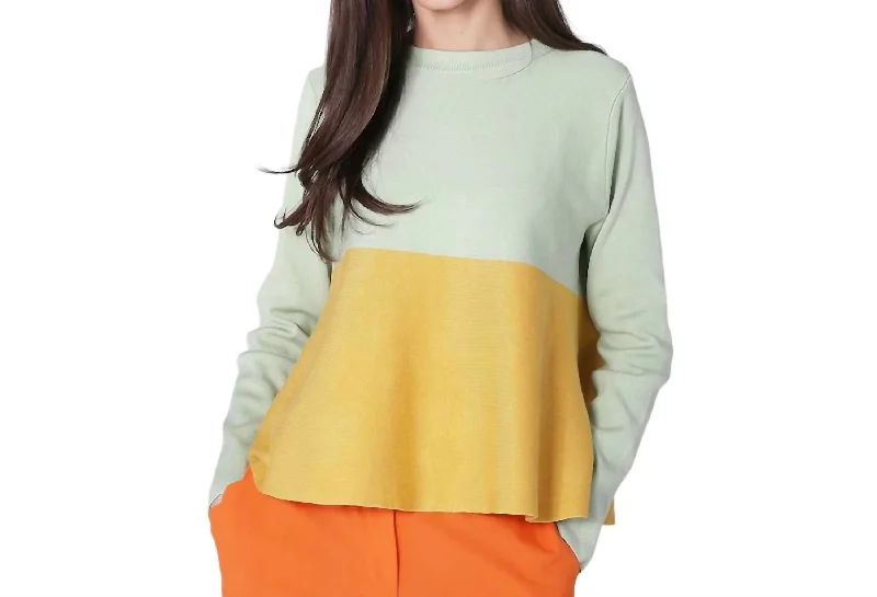 Chic Street Look Trends Chic Street Look Trends Split Swing Sweater In Yellow/green