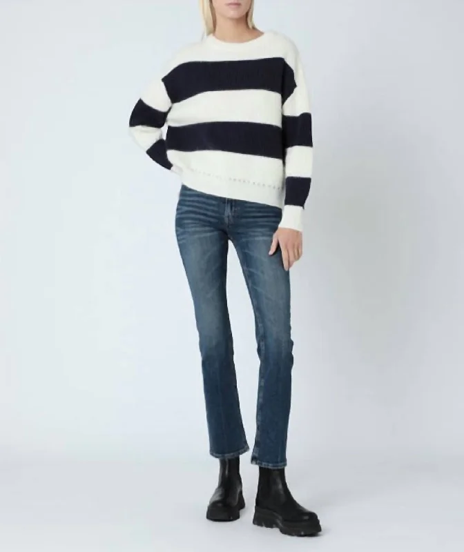Romantic Skirt Style Romantic Skirt Style Stripe Sweater In Navy