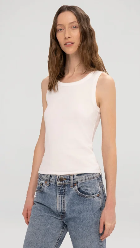 Romantic Floral Design Romantic Floral Design Tank in Ribbed Cotton | White