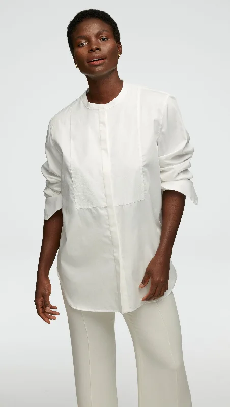 Elegant And Unique Design Elegant And Unique Design Tuxedo Shirt in Cotton Poplin | White Elegant And Unique Design Elegant And Unique Design Tuxedo Shirt in Cotton Poplin | White