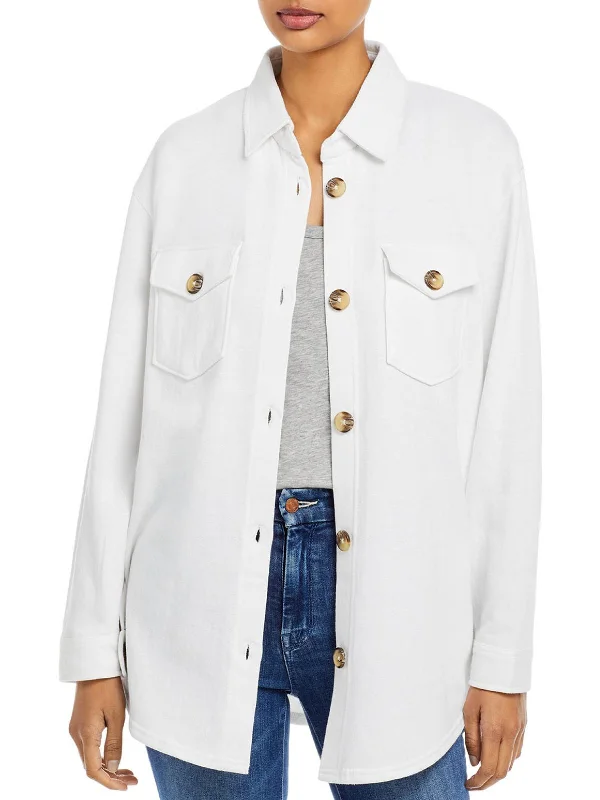 Casual Cartoon Style Casual Cartoon Style Womens Fleece Lined Shacket Button-Up