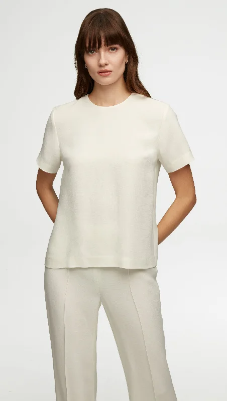 Simple Fresh Feeling Simple Fresh Feeling Woven Tee in Viscose Wool Crepe | Ivory