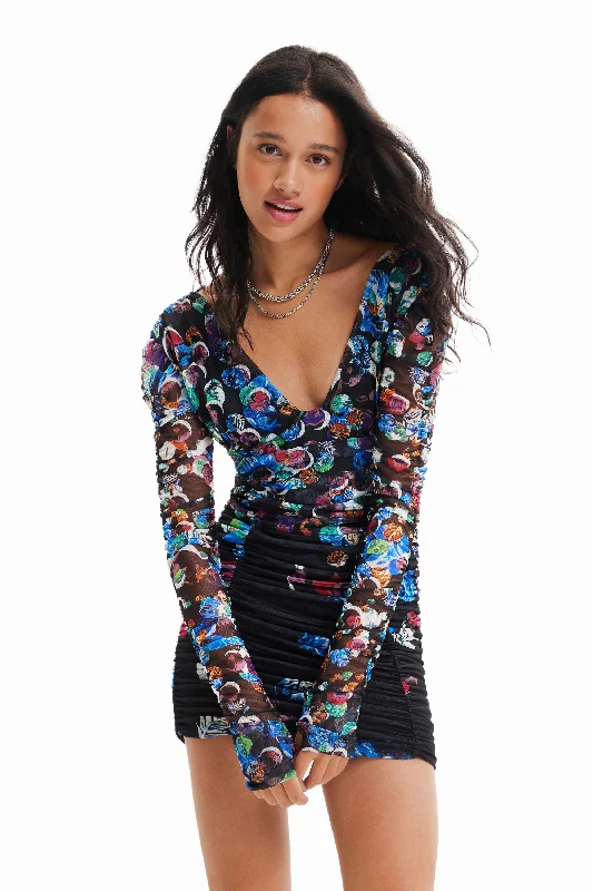 Romantic Exquisite Style Romantic Exquisite Style Desigual Women's Dresses Estampado Formado Por Círculos Romantic Exquisite Style Romantic Exquisite Style Desigual Women's Dresses Estampado Formado Por Círculos
