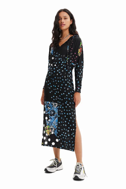 Casual Simple Style Casual Simple Style Desigual Women's Dress Vestido Midi Topos