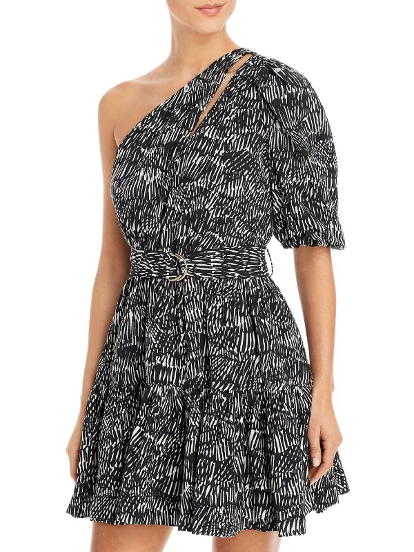 Personalized Three-Dimensional Design Personalized Three-Dimensional Design Adriana Womens Swim Cover One Shoulder Fit & Flare Dress Personalized Three-Dimensional Design Personalized Three-Dimensional Design Adriana Womens Swim Cover One Shoulder Fit & Flare Dress