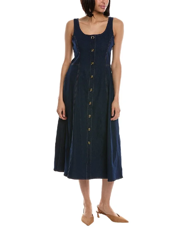 Simple Classic Style Simple Classic Style Anne Klein Button Front Midi Dress