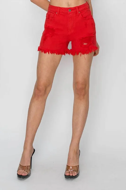 Simple Classic Style Simple Classic Style By All Means High Rise Shorts In Fiesta