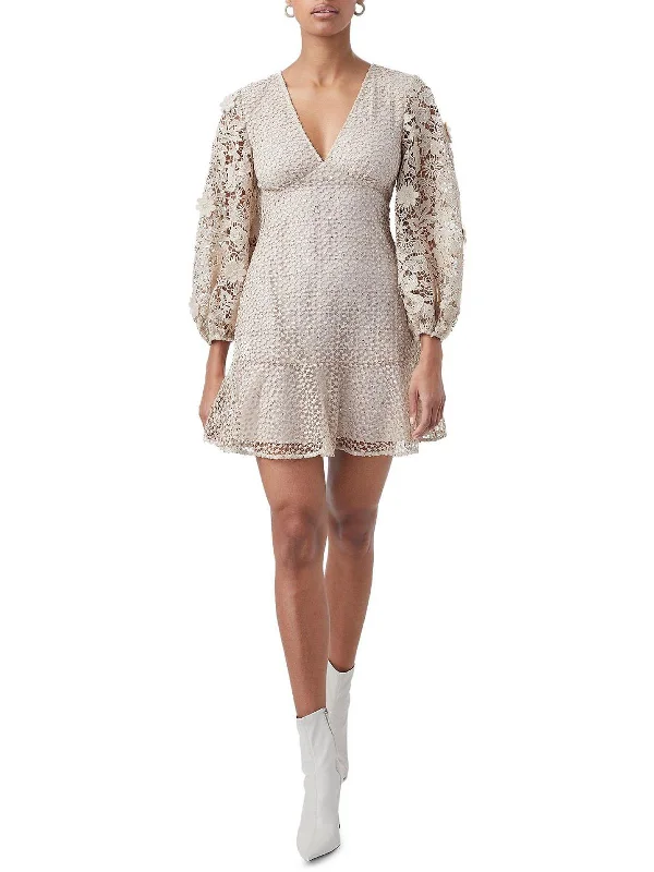 Romantic Skirt Style Romantic Skirt Style Caballo Womens Laced Sequined Mini Dress