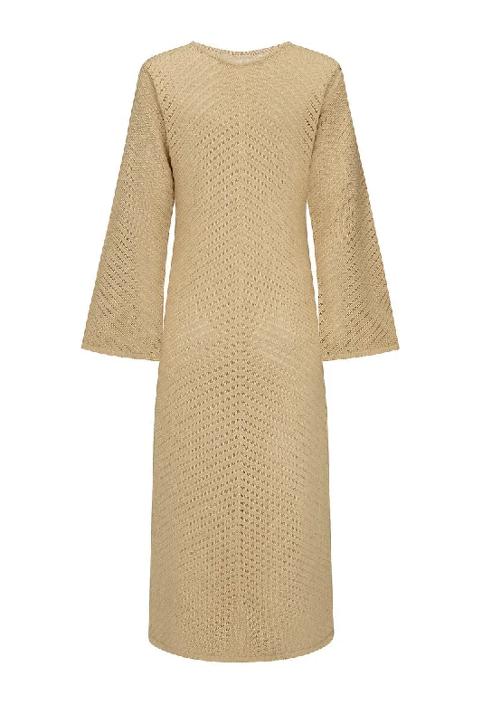 Casual And Relaxed Style Casual And Relaxed Style COSMIC DREAM L/S MAXI DRESS - BEIGE Casual And Relaxed Style Casual And Relaxed Style COSMIC DREAM L/S MAXI DRESS - BEIGE