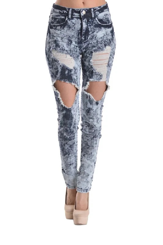 Simple Daily Wear Simple Daily Wear Destroyed Acid Wash Skinny Jeans