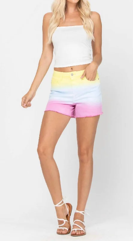 Personalized Embroidery Style Personalized Embroidery Style Dip Dye Denim Shorts In Multi Color